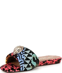 Kurt Geiger London Kensington Animal Print Logo Ornament Slide Sandals
