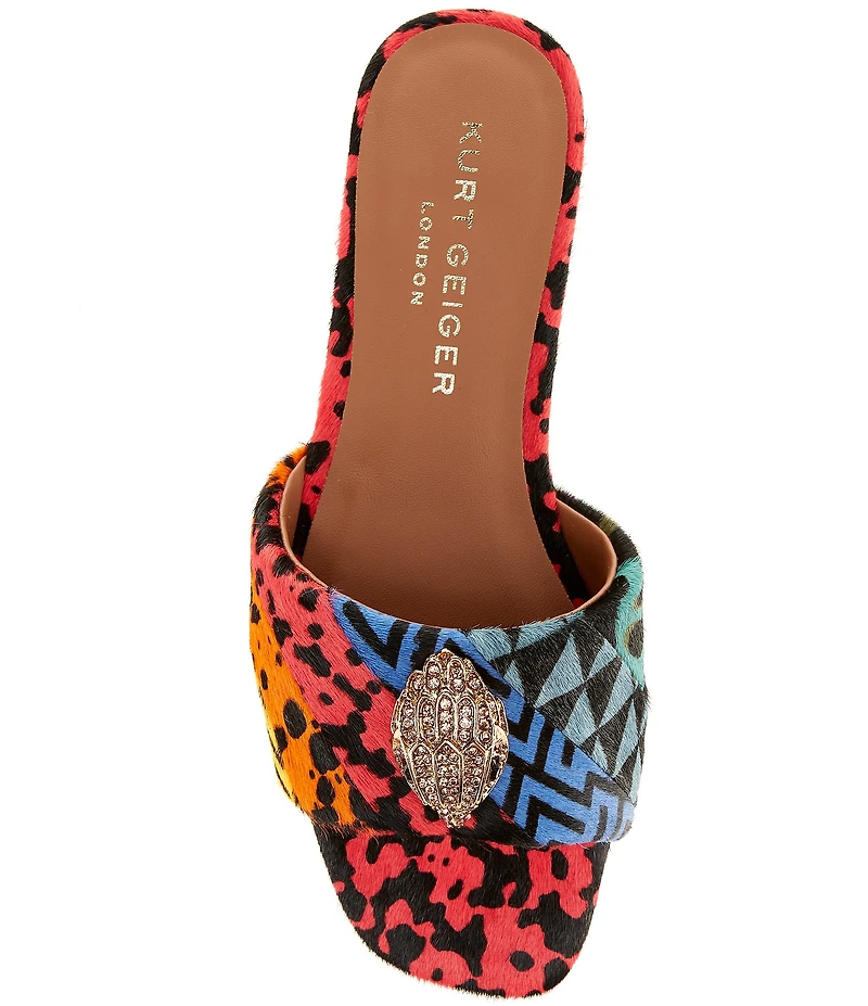 Kurt Geiger London Kensington Animal Print Logo Ornament Slide Sandals