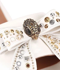 Kurt Geiger London Kensington Leather Studded Embellished Bow Flat Slide Sandals