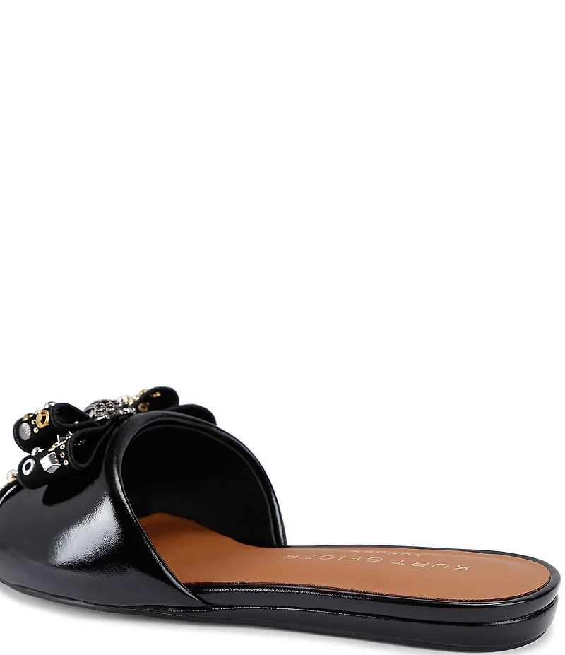 Kurt Geiger London Kensington Leather Studded Embellished Bow Flat Slide Sandals