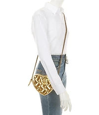 Kurt Geiger London Metallic Kensington Leather Gold Drench Heart Crossbody Bag