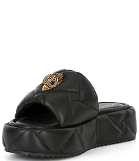 Kurt Geiger London Kensington Leather Quilted Logo Ornament Puff Platform Slide Sandals