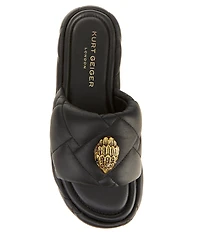Kurt Geiger London Kensington Leather Quilted Logo Ornament Puff Platform Slide Sandals