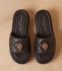 Kurt Geiger London Kensington Leather Quilted Logo Ornament Puff Platform Slide Sandals
