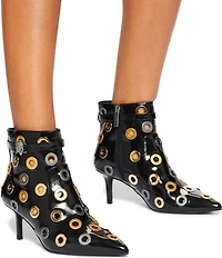 Kurt Geiger London Kensington Leather Grommet Hardware Booties