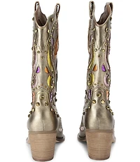 Kurt Geiger London Kensington Leather Studded Logo Ornament Cowboy Boots