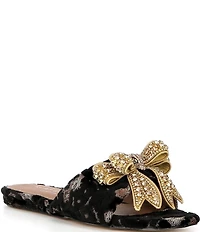 Kurt Geiger London Kensington Crystal Embellished Bow Flat Slide Sandals
