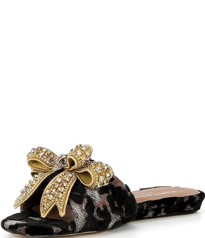 Kurt Geiger London Kensington Crystal Embellished Bow Flat Slide Sandals