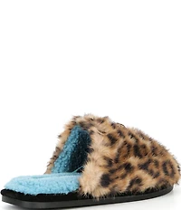 Kurt Geiger London Kensington Leopard Faux Fur Logo Ornament Slippers