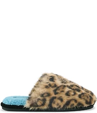 Kurt Geiger London Kensington Leopard Faux Shearling Logo Ornament Slippers