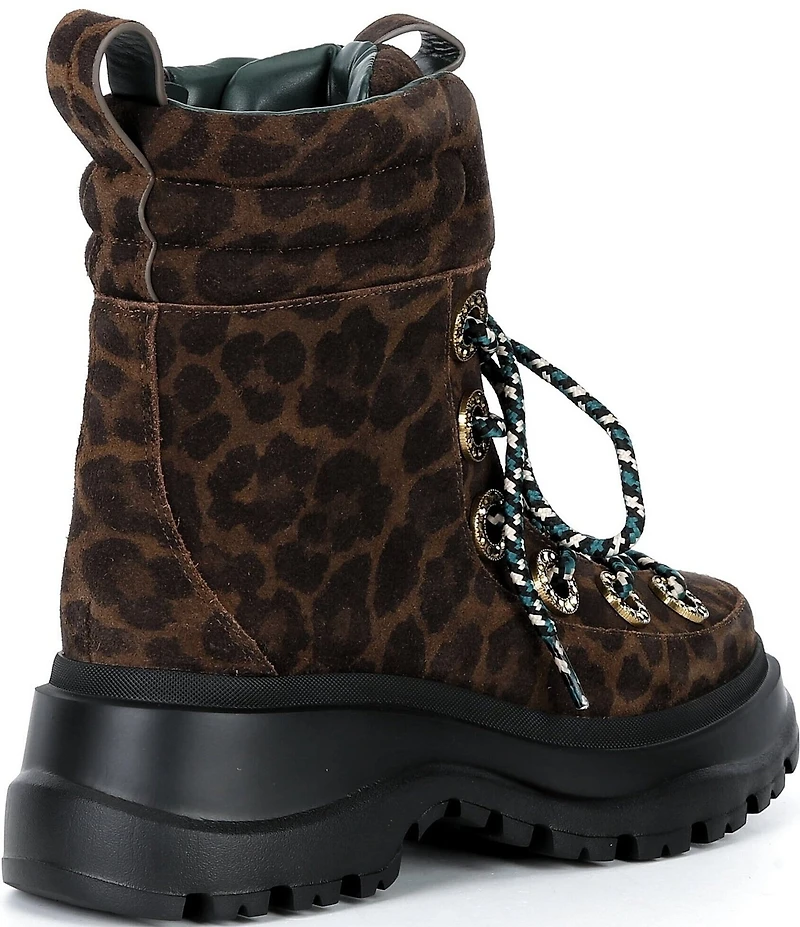 Kurt Geiger London Kensington Leopard Print Suede Hiker Booties