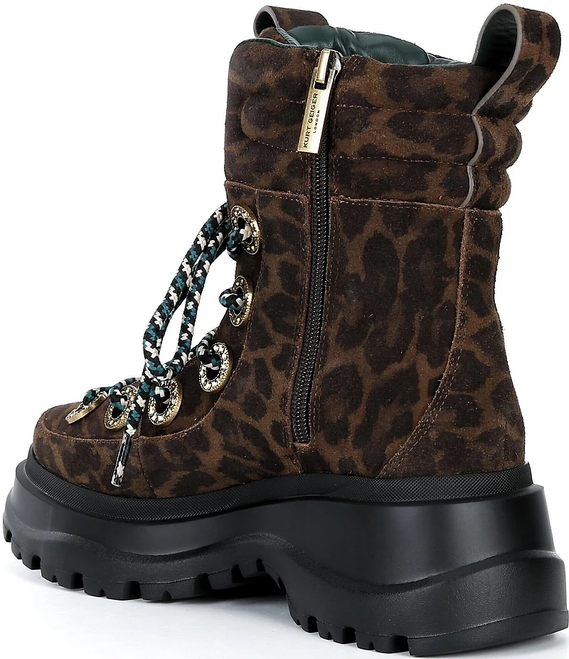 Kurt Geiger London Kensington Leopard Print Suede Hiker Booties