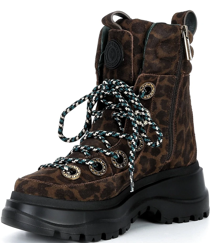 Kurt Geiger London Kensington Leopard Print Suede Hiker Booties