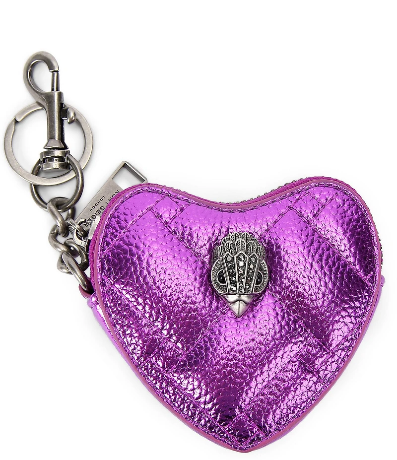 Kurt Geiger London Kensington Metallic Quilted Novelty Heart Bag Charm