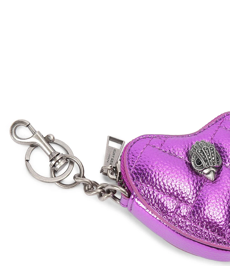 Kurt Geiger London Kensington Metallic Quilted Novelty Heart Bag Charm