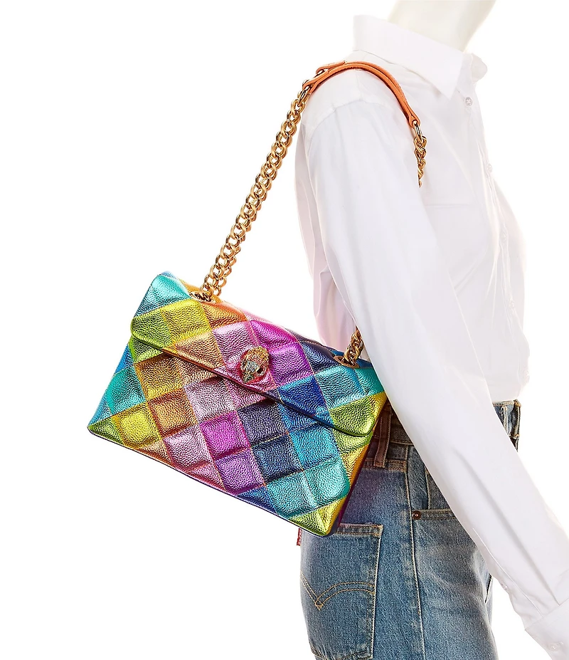 Kurt Geiger London Kensington Metallic Rainbow Leather Crossbody Bag