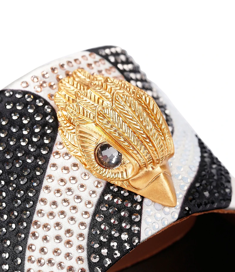 Kurt Geiger London Kensington Leather Crystal Embellished Logo Ornament Platform Sandals