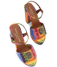Kurt Geiger London Kensington Crystal Embellished Mixed Media Logo Ornament Platform Sandals