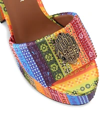 Kurt Geiger London Kensington Crystal Embellished Mixed Media Logo Ornament Platform Sandals