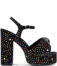 Kurt Geiger London Kensington Multi Crystal Embellished Logo Ornament High Heel Platform Sandals