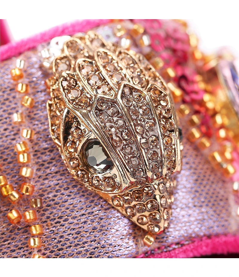 Kurt Geiger London Kensington Multi Sequin Embellished Logo and Jewel Ornament High Heel Platform Sandals