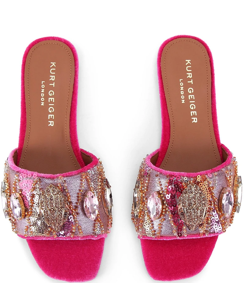 Kurt Geiger London Kensington Multi Sequin Jewel and Logo Ornamented Slide Sandals