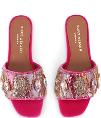 Kurt Geiger London Kensington Multi Sequin Jewel and Logo Ornamented Slide Sandals