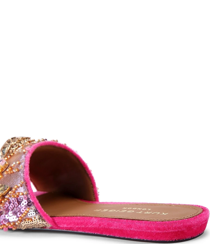 Kurt Geiger London Kensington Multi Sequin Jewel and Logo Ornamented Slide Sandals