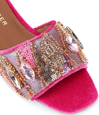 Kurt Geiger London Kensington Multi Sequin Jewel and Logo Ornamented Slide Sandals