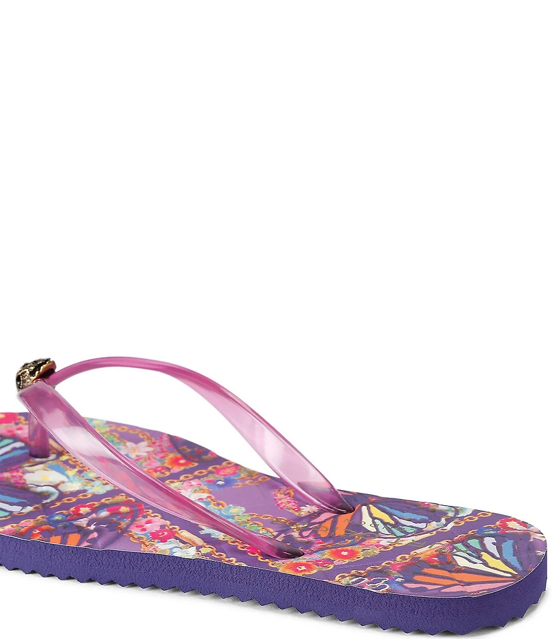 Kurt Geiger London Kensington Q Butterfly Print Logo Pool Flip Flops