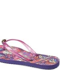 Kurt Geiger London Kensington Q Butterfly Print Logo Pool Flip Flops