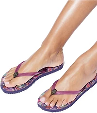 Kurt Geiger London Kensington Q Butterfly Print Logo Pool Flip Flops