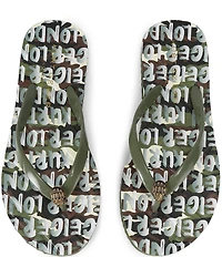 Kurt Geiger London Kensington Q Camo Logo Print Pool Flip Flops