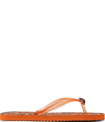 Kurt Geiger London Kensington Q Tiger Print Logo Pool Flip Flops