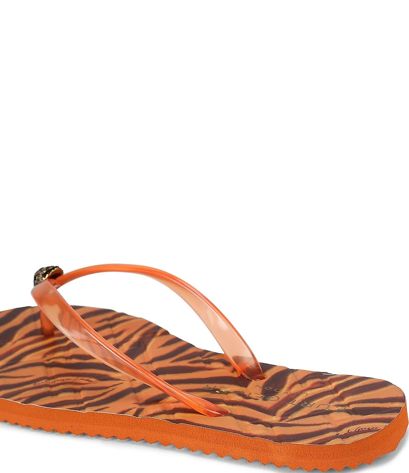 Kurt Geiger London Kensington Q Tiger Print Logo Pool Flip Flops