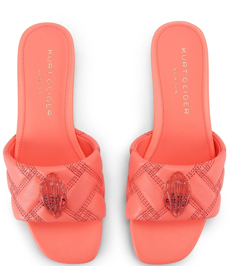 Kurt Geiger London Kensington Quilted Leather Logo Ornament Slide Sandals