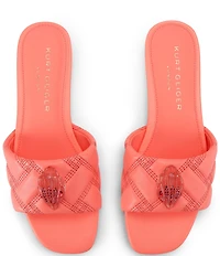 Kurt Geiger London Kensington Quilted Leather Logo Ornament Slide Sandals