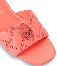 Kurt Geiger London Kensington Quilted Leather Logo Ornament Slide Sandals