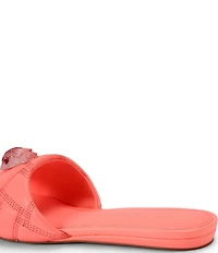 Kurt Geiger London Kensington Quilted Leather Logo Ornament Slide Sandals