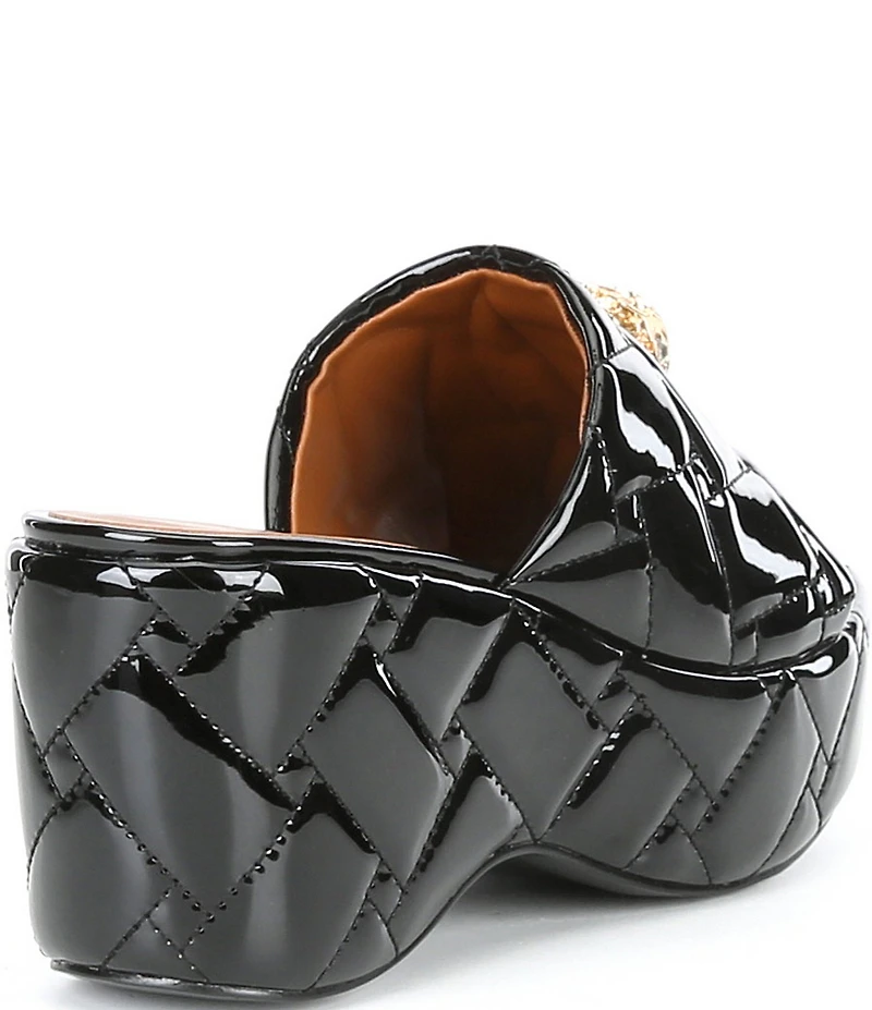 Kurt Geiger London Kensington Quilted Patent Leather Slide Wedge Platform Sandals