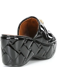 Kurt Geiger London Kensington Quilted Patent Leather Slide Wedge Platform Sandals