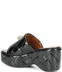 Kurt Geiger London Kensington Quilted Patent Leather Slide Wedge Platform Sandals