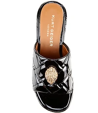 Kurt Geiger London Kensington Quilted Patent Leather Slide Wedge Platform Sandals