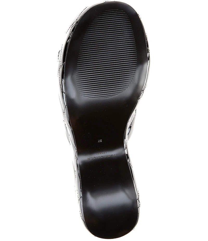 Kurt Geiger London Kensington Quilted Patent Leather Slide Wedge Platform Sandals