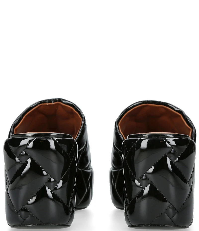 Kurt Geiger London Kensington Quilted Patent Leather Slide Wedge Platform Sandals