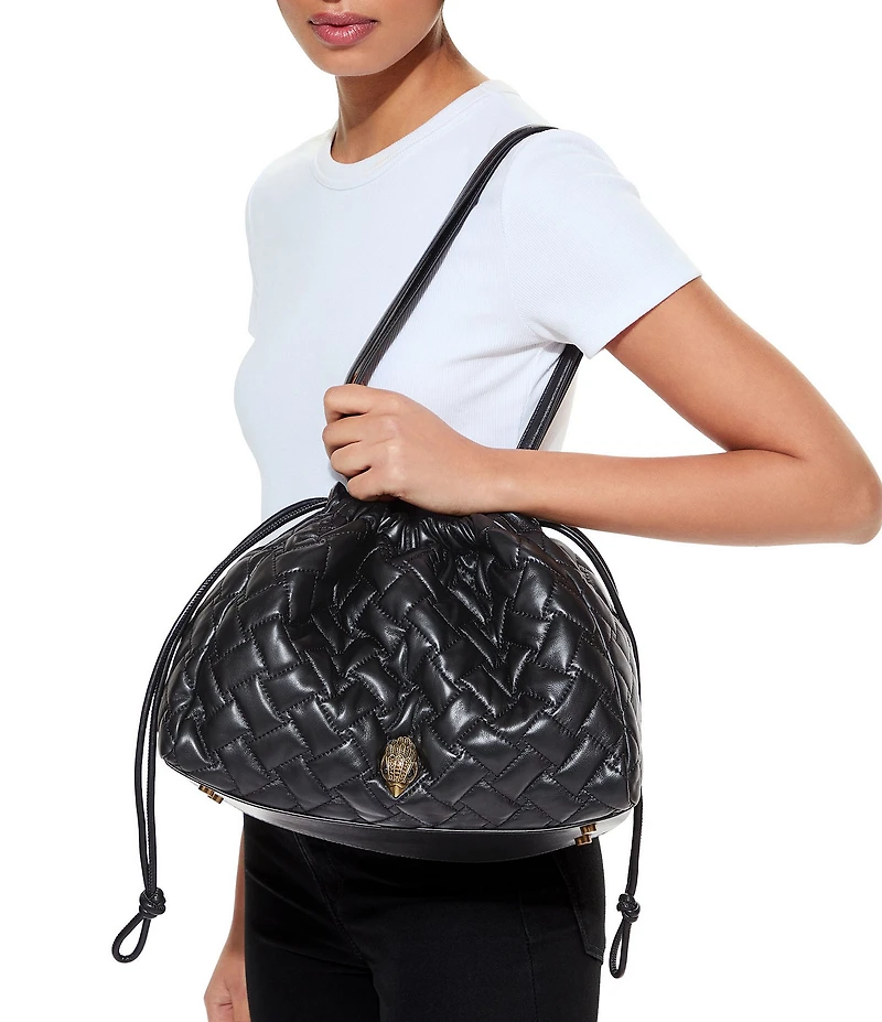 Kurt Geiger London Kensington Quilted Slouchy Drawstring Tote Bag