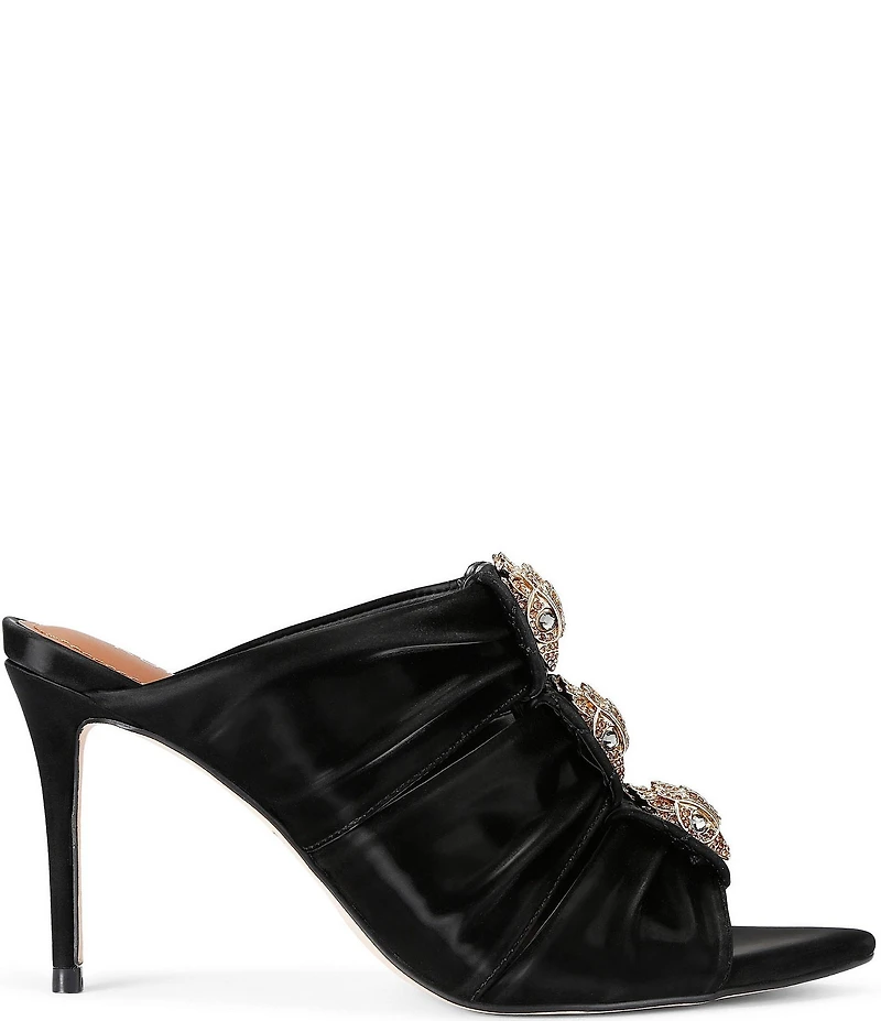 Kurt Geiger London Kensington Ruched Logo Ornament Slide Sandals