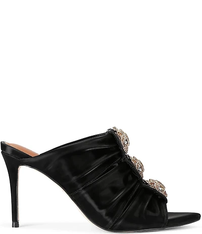 Kurt Geiger London Kensington Ruched Logo Ornament Slide Sandals