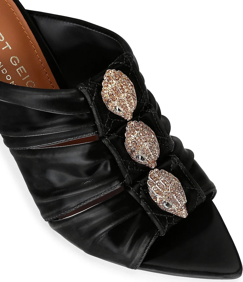 Kurt Geiger London Kensington Ruched Logo Ornament Slide Sandals