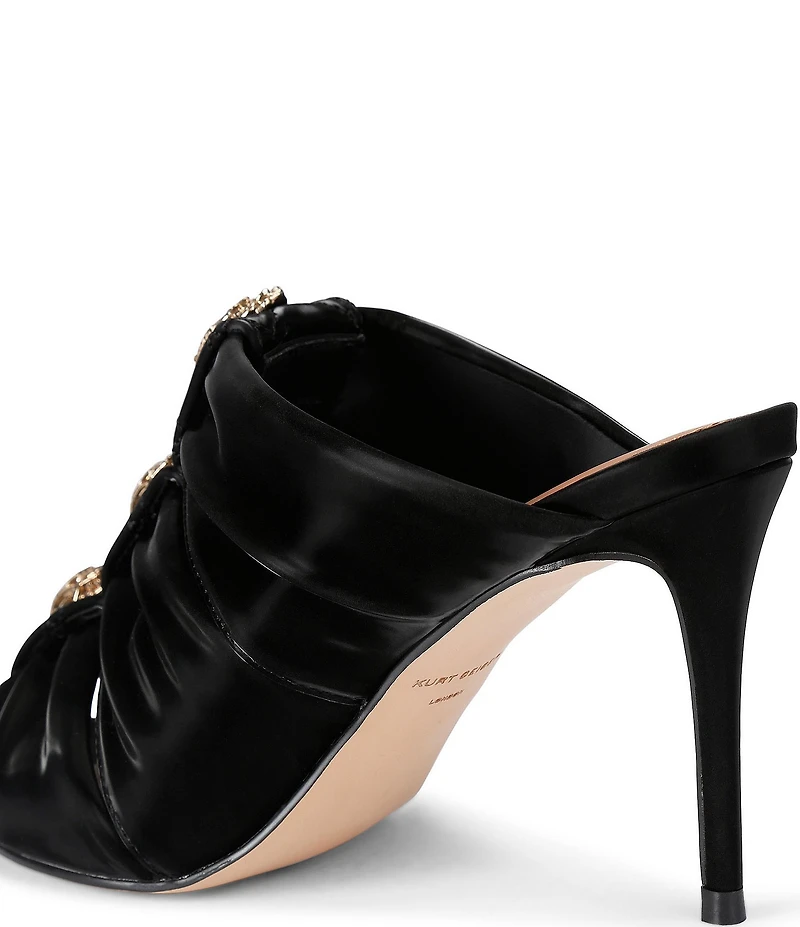 Kurt Geiger London Kensington Ruched Logo Ornament Slide Sandals